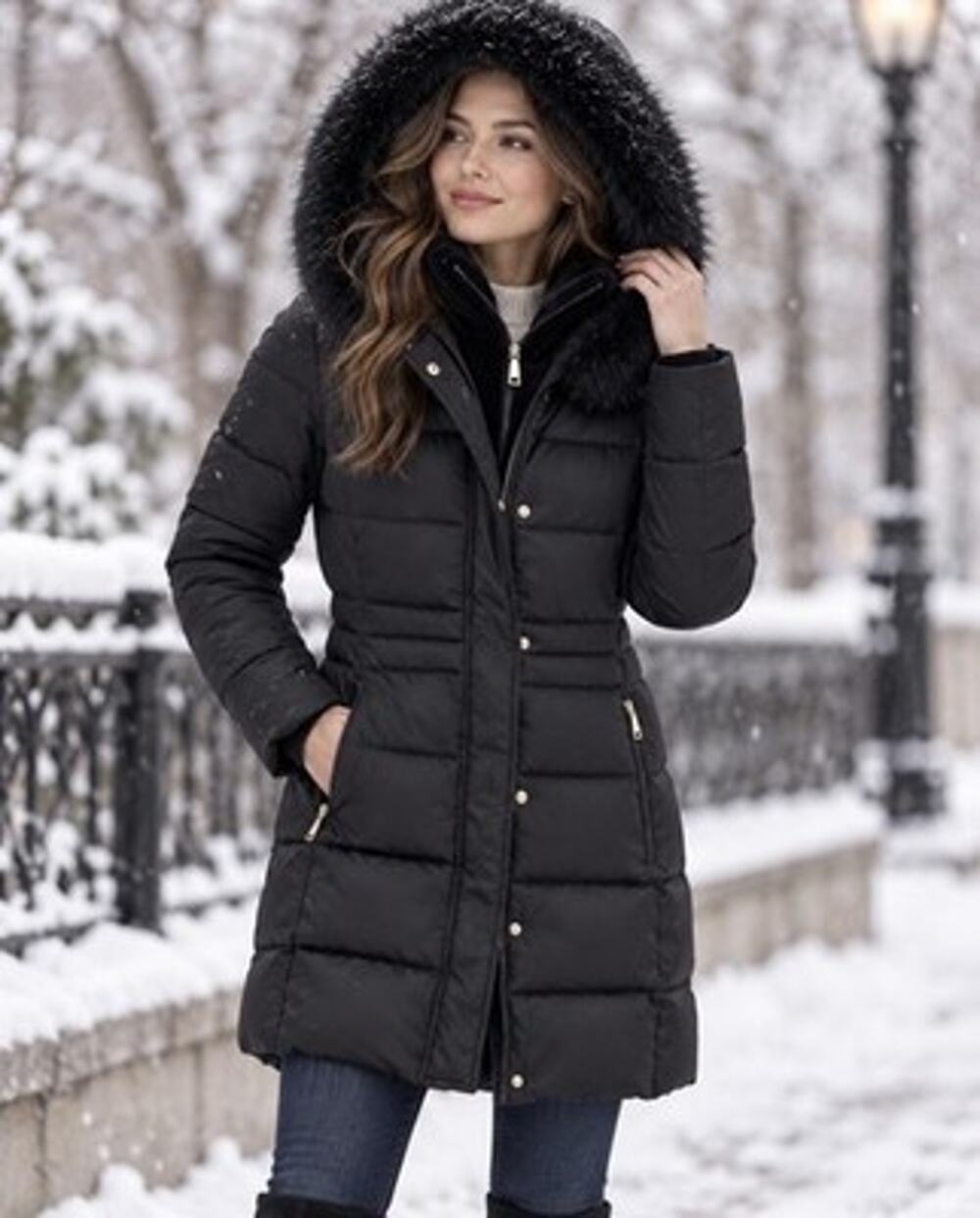 Tahari Dana Puffer Coat Women’s S Faux Fur Hooded Pockets Outerwear Winter NWOT